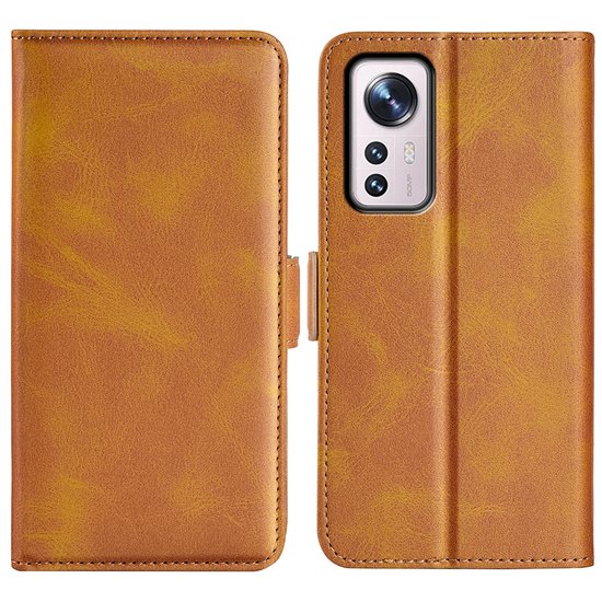 Xiaomi 12 / 12X Hoesje, MobyDefend Luxe Wallet Book Case (Sluiting Zijkant), Lichtbruin