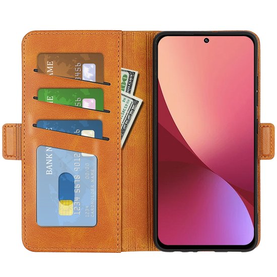 Xiaomi 12 / 12X Hoesje, MobyDefend Luxe Wallet Book Case (Sluiting Zijkant), Lichtbruin