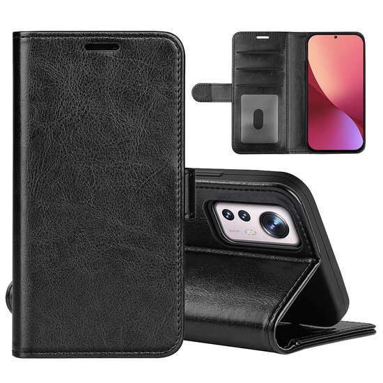 Xiaomi 12 / 12X Hoesje, MobyDefend Wallet Book Case (Sluiting Achterkant), Zwart