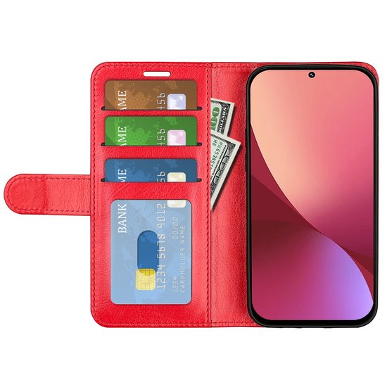 Xiaomi 12 / 12X Hoesje - MobyDefend Wallet Book Case (Sluiting Achterkant) - Rood