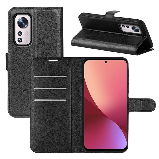 Xiaomi 12 / 12X Hoesje, MobyDefend Kunstleren Wallet Book Case, Zwart