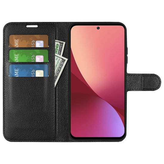 Xiaomi 12 / 12X Hoesje, MobyDefend Kunstleren Wallet Book Case, Zwart