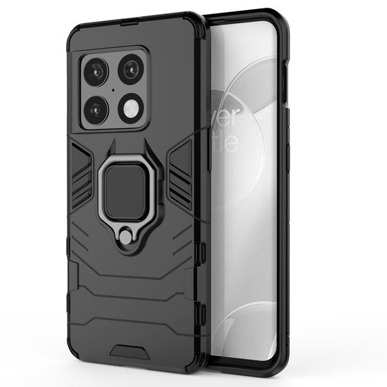 OnePlus 10 Pro Hoesje - MobyDefend Dubbelgelaagde Pantsercase Met Standaard - Zwart