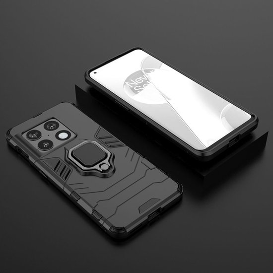 OnePlus 10 Pro Hoesje - MobyDefend Dubbelgelaagde Pantsercase Met Standaard - Zwart