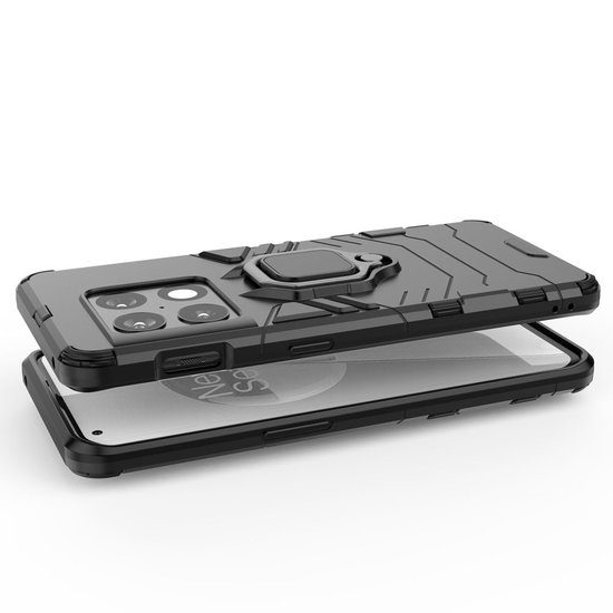 OnePlus 10 Pro Hoesje - MobyDefend Dubbelgelaagde Pantsercase Met Standaard - Zwart