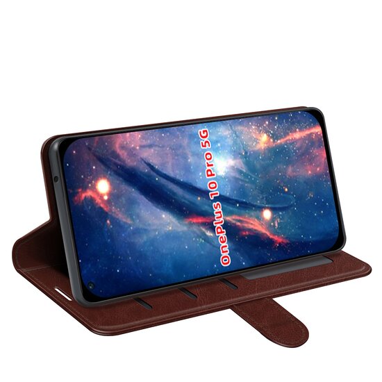 OnePlus 10 Pro Hoesje - MobyDefend Wallet Book Case (Sluiting Achterkant) - Bruin