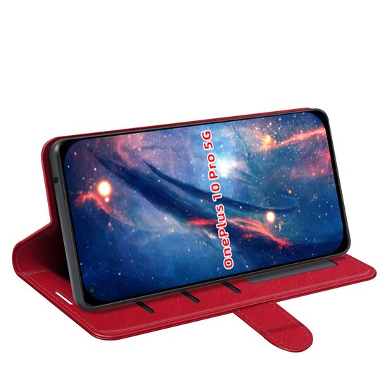 OnePlus 10 Pro Hoesje - MobyDefend Wallet Book Case (Sluiting Achterkant) - Rood
