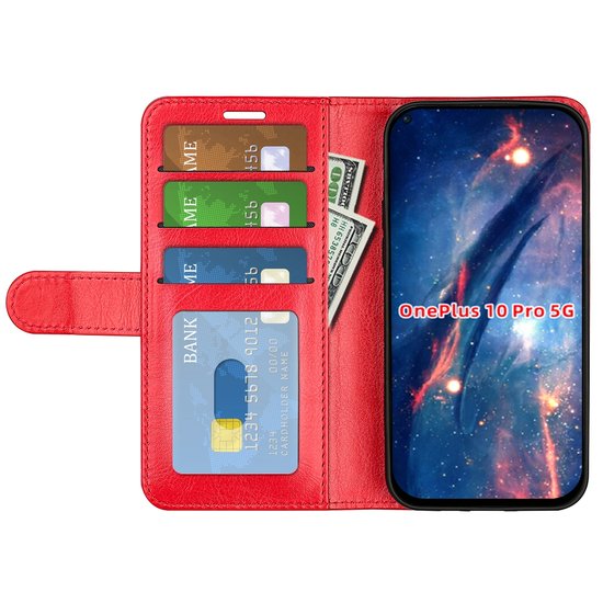 OnePlus 10 Pro Hoesje - MobyDefend Wallet Book Case (Sluiting Achterkant) - Rood