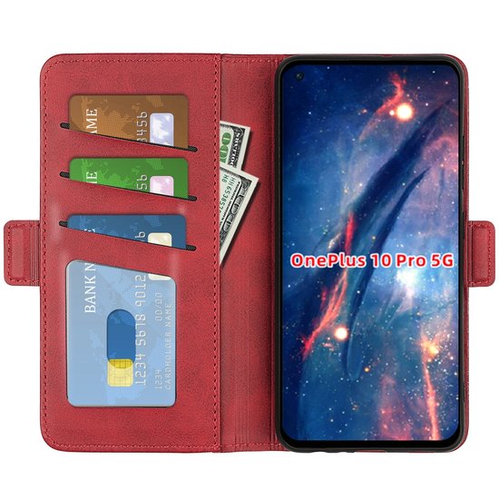 OnePlus 10 Pro Hoesje - MobyDefend Luxe Wallet Book Case (Sluiting Zijkant) - Rood