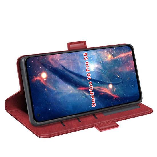 OnePlus 10 Pro Hoesje - MobyDefend Luxe Wallet Book Case (Sluiting Zijkant) - Rood