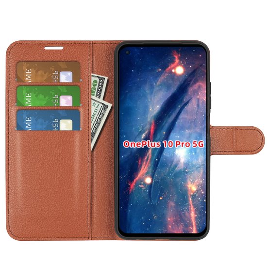 OnePlus 10 Pro Hoesje - MobyDefend Kunstleren Wallet Book Case (Sluiting Voorkant) - Bruin