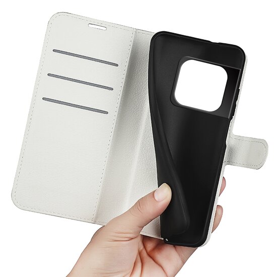 OnePlus 10 Pro Hoesje, MobyDefend Kunstleren Wallet Book Case, Wit