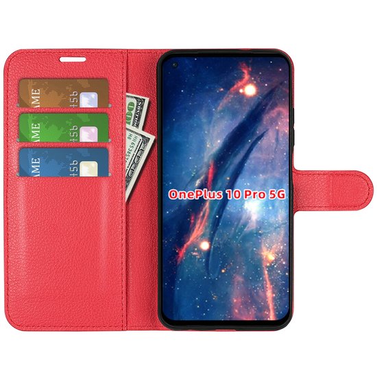 OnePlus 10 Pro Hoesje, MobyDefend Kunstleren Wallet Book Case, Rood