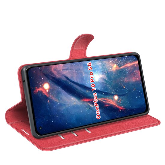 OnePlus 10 Pro Hoesje - MobyDefend Kunstleren Wallet Book Case (Sluiting Voorkant) - Rood