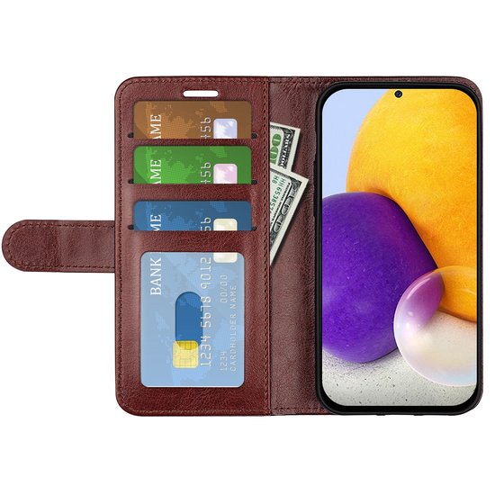 Samsung Galaxy A73 Hoesje, MobyDefend Wallet Book Case (Sluiting Achterkant), Bruin
