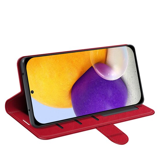 Samsung Galaxy A73 Hoesje - MobyDefend Wallet Book Case (Sluiting Achterkant) - Rood