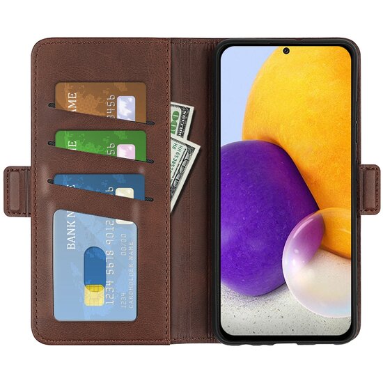 Samsung Galaxy A73 Hoesje - MobyDefend Luxe Wallet Book Case (Sluiting Zijkant) - Bruin