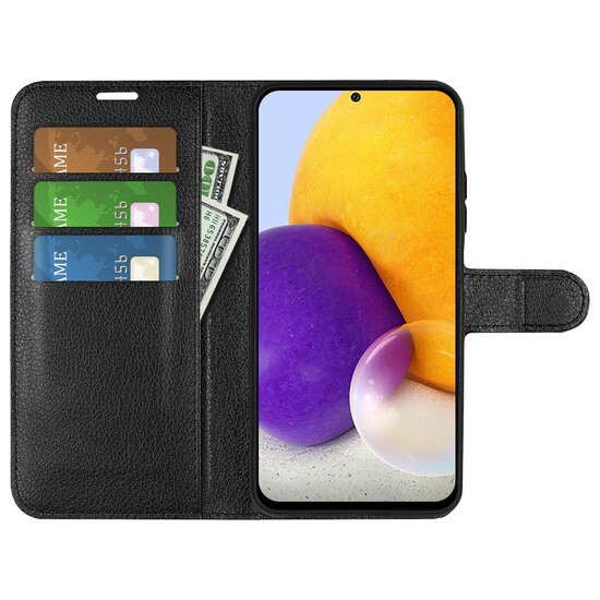 Samsung Galaxy A73 Hoesje, MobyDefend Kunstleren Wallet Book Case, Zwart