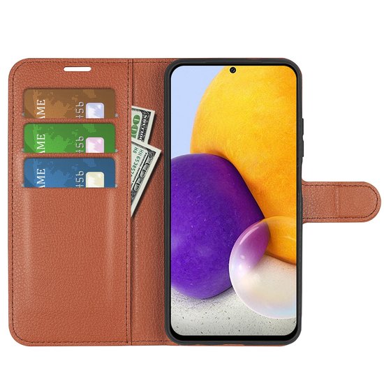 Samsung Galaxy A73 Hoesje, MobyDefend Kunstleren Wallet Book Case, Bruin