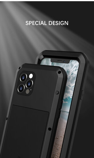 Apple iPhone 12 Pro Hoes - Love Mei Metalen Case - Extreme Protection - Zwart