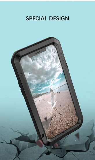 Apple iPhone 12 Pro Hoes - Love Mei Metalen Case - Extreme Protection - Zwart