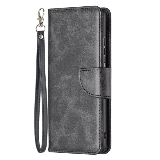 Motorola Moto G71 Hoesje - MobyDefend Wallet Book Case Met Koord - Zwart