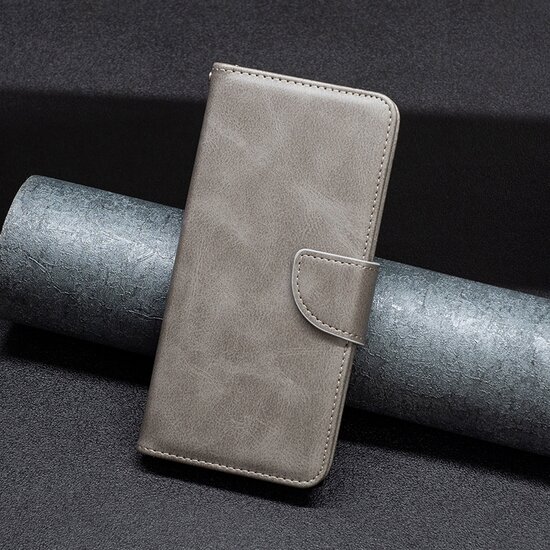 Motorola Moto G71 Hoesje - MobyDefend Wallet Book Case Met Koord - Grijs