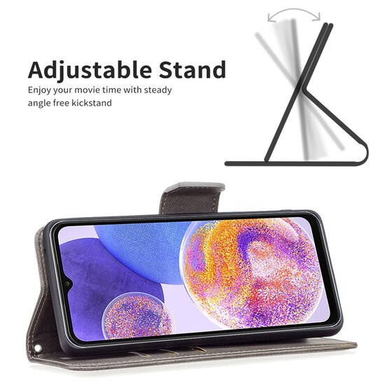 Motorola Moto G71 Hoesje - MobyDefend Wallet Book Case Met Koord - Grijs