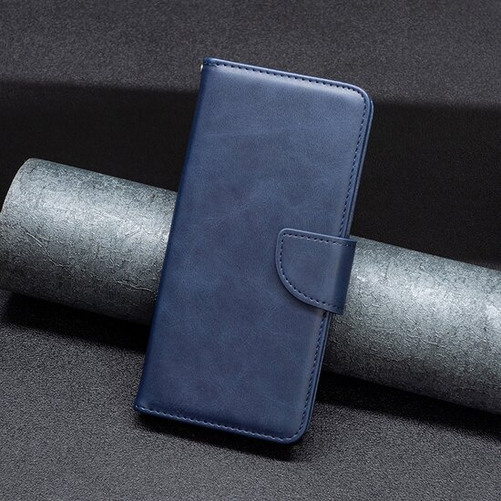 Motorola Moto G71 Hoesje, MobyDefend Wallet Book Case Met Koord, Blauw