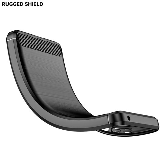 Motorola Moto G71 Hoesje - MobyDefend TPU Backcover - Geborstelde Metaal &amp; Carbon-Look - Zwart