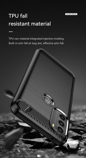 Motorola Moto G71 Hoesje - MobyDefend TPU Backcover - Geborstelde Metaal &amp; Carbon-Look - Zwart