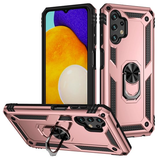 Samsung Galaxy A13 (4G) Hoesje, MobyDefend Pantsercase Met Draaibare Ring, Ros&eacute;