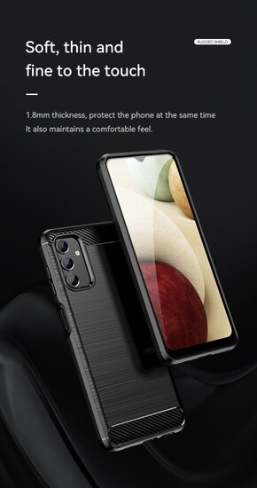 Samsung Galaxy A13 (4G) Hoesje - MobyDefend TPU Backcover - Geborstelde Metaal &amp; Carbon-Look - Zwart
