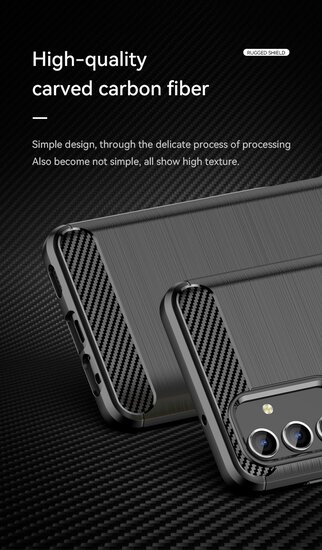 Samsung Galaxy A13 (4G) Hoesje - MobyDefend TPU Backcover - Geborstelde Metaal &amp; Carbon-Look - Zwart