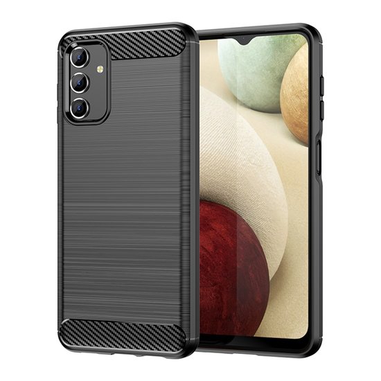Samsung Galaxy A13 (4G) Hoesje - MobyDefend TPU Backcover - Geborstelde Metaal &amp; Carbon-Look - Zwart