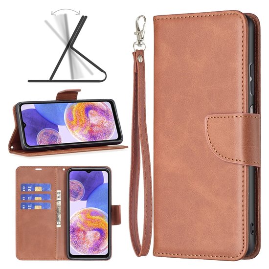 Samsung Galaxy A13 (4G) Hoesje, MobyDefend Wallet Book Case Met Koord, Bruin