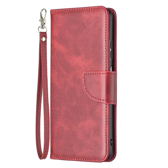 Samsung Galaxy A13 (4G) Hoesje, MobyDefend Wallet Book Case Met Koord, Rood