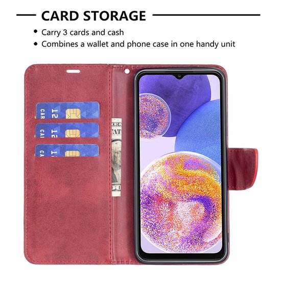 Samsung Galaxy A13 (4G) Hoesje, MobyDefend Wallet Book Case Met Koord, Rood