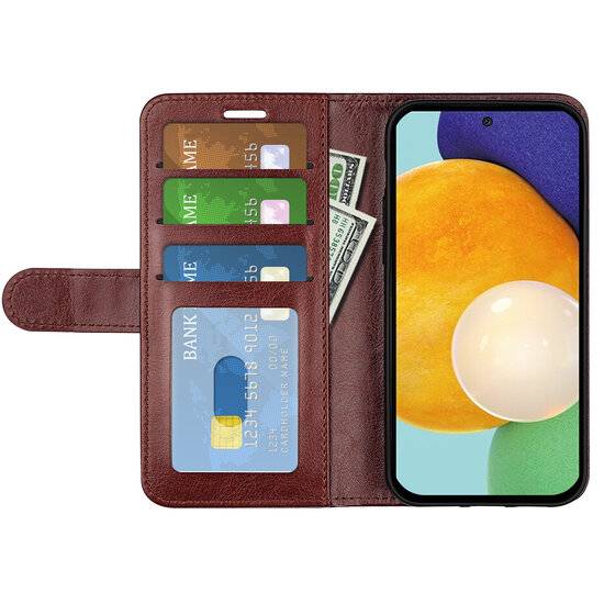 Samsung Galaxy A13 (4G) Hoesje, MobyDefend Wallet Book Case (Sluiting Achterkant), Bruin