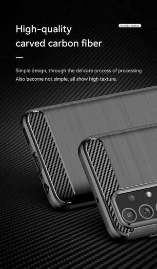 Samsung Galaxy A23 Hoesje - MobyDefend TPU Backcover - Geborstelde Metaal &amp; Carbon-Look - Zwart