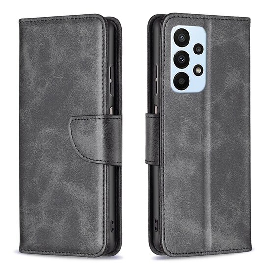 Samsung Galaxy A23 Hoesje, MobyDefend Wallet Book Case Met Koord, Zwart