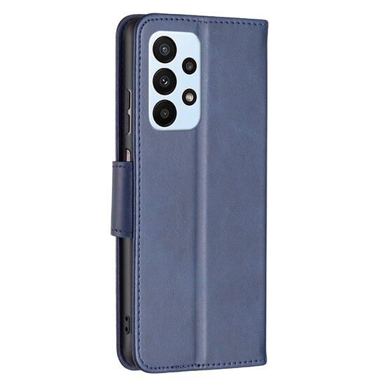 Samsung Galaxy A23 Hoesje, MobyDefend Wallet Book Case Met Koord, Blauw
