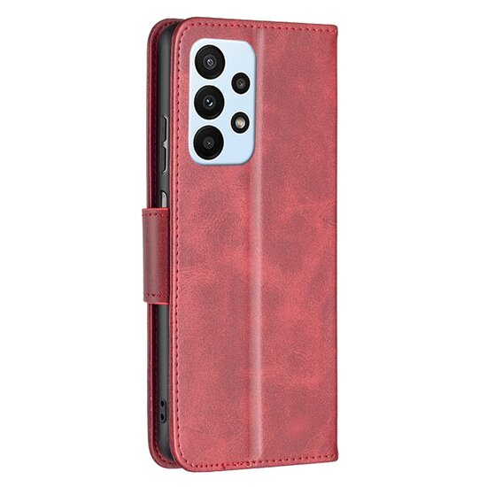 Samsung Galaxy A23 Hoesje, MobyDefend Wallet Book Case Met Koord, Rood