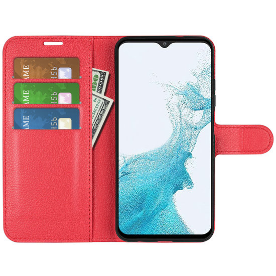 Samsung Galaxy A23 Hoesje, MobyDefend Kunstleren Wallet Book Case, Rood