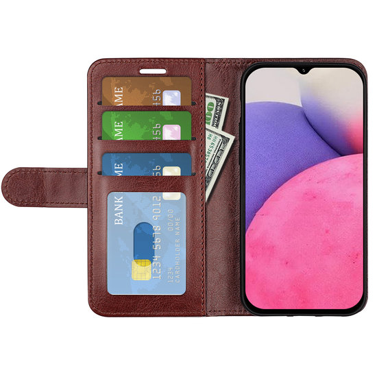 Samsung Galaxy A33 Hoesje, MobyDefend Wallet Book Case (Sluiting Achterkant), Bruin