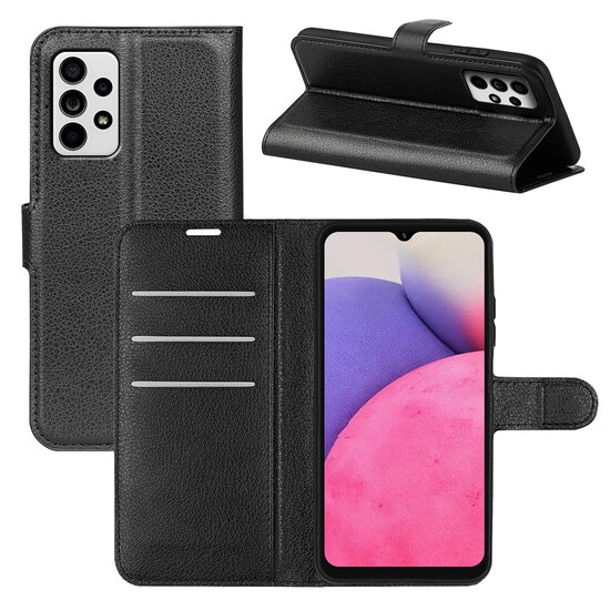 Samsung Galaxy A33 Hoesje, MobyDefend Kunstleren Wallet Book Case, Zwart