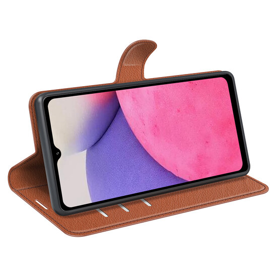 Samsung Galaxy A33 Hoesje - MobyDefend Kunstleren Wallet Book Case (Sluiting Voorkant) - Bruin