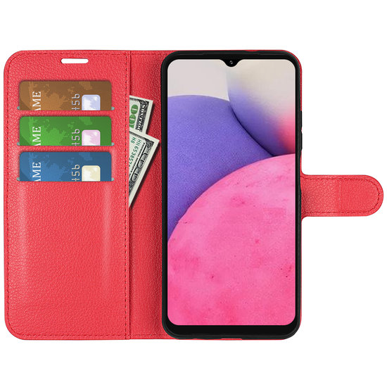 Samsung Galaxy A33 Hoesje, MobyDefend Kunstleren Wallet Book Case, Rood