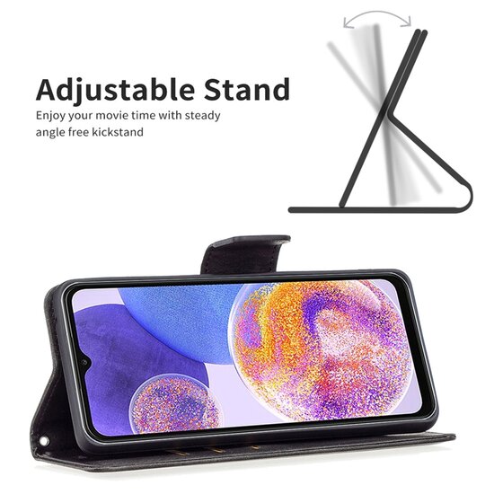 Samsung Galaxy A73 Hoesje - MobyDefend Wallet Book Case Met Koord - Zwart