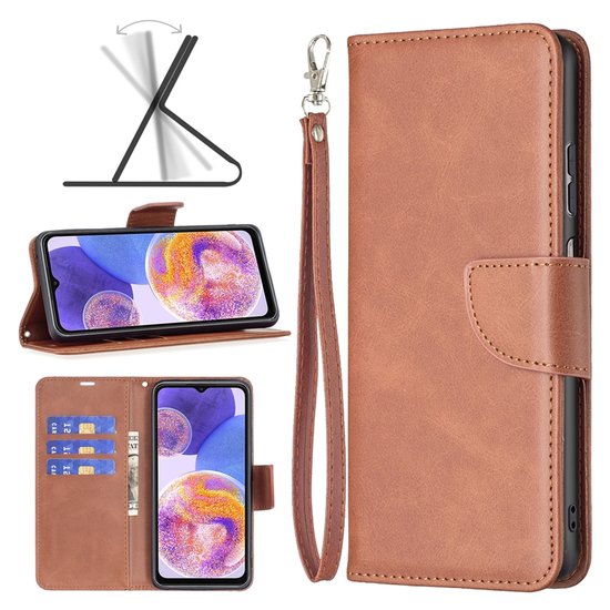 Samsung Galaxy A73 Hoesje, MobyDefend Wallet Book Case Met Koord, Bruin